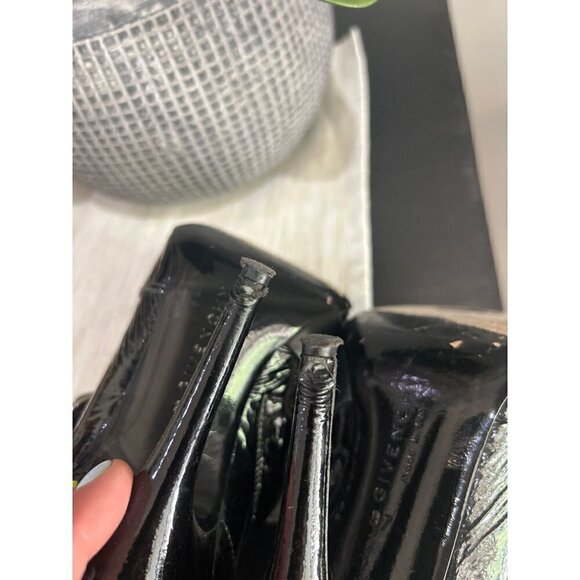 Givenchy Patent Leather Peep Toe Ankle Booties Black Womens Size 7 - Picture 8 of 11